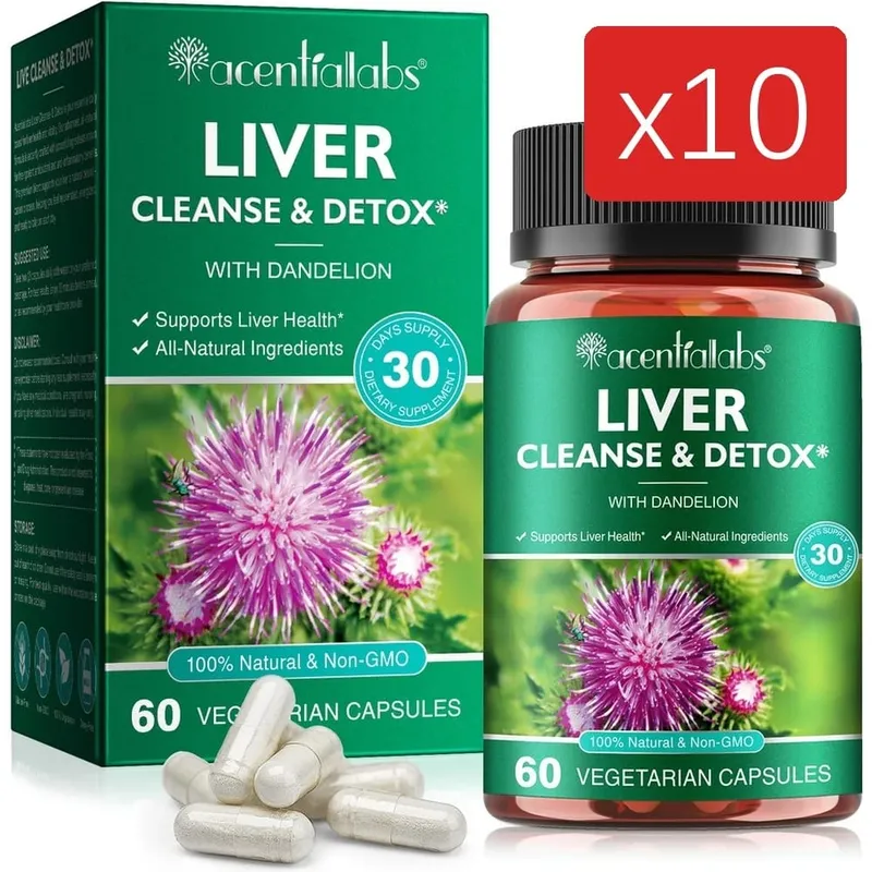 Acentialabs Liver Cleanse & Detox Capsules with Dandelion Milk Thistle Extract for Liver Digestion Health Support 60 Capsules
