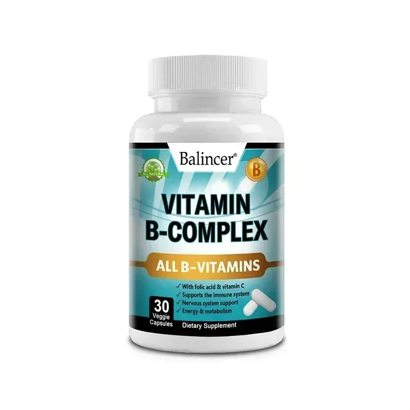 Vitamin B Complex Supplement Containing Folic Acid and Vitamin C Supports Energy Immune Health Antioxidant Supplement