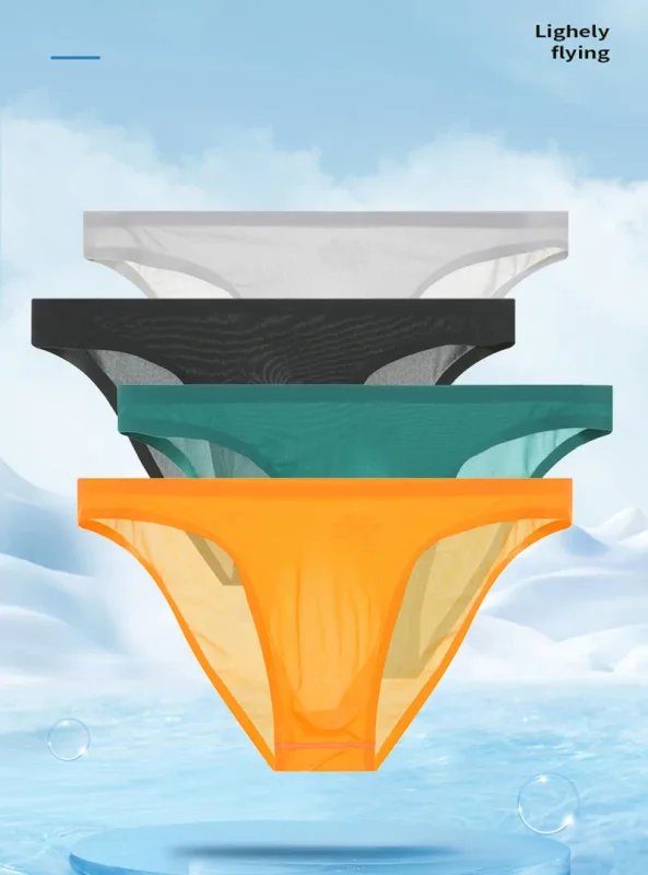 Herr Ice Silk Seamless Ultra-Tunn Underkläder Transparent Snabbtork Sexiga Pouch Trosor Man Seamless Andningsbara Trosor Kalsonger — image 4