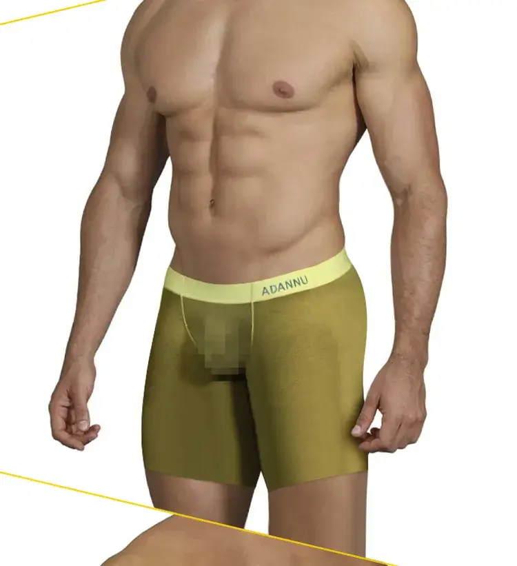 0,01 mm Ultratunna Herrunderkläder Långa boxershorts Cooling Ice Silk Transparent Gym Fitness kalsonger Seamless Mesh Slips — image 5