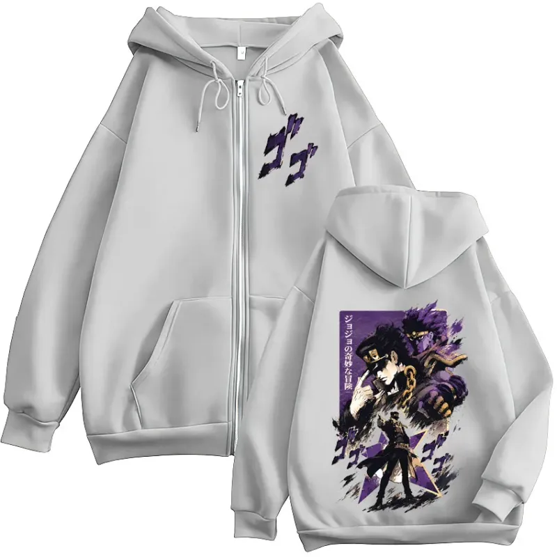 Anime JoJo Bizarre Adventure Kujo Jotaro Zipper Hoodies Men Women Clothing Fashion Casual Zip Up Hooded Sweatshirts Jackets Coat — image 7