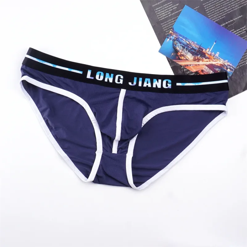 Sexy Men U Convex Underwear Slip Breathable Letters Waistband Ice Silk Briefs Plus Size Male Panties S-XL — image 17