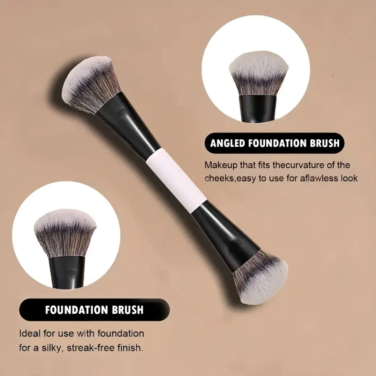 F4 Dual-Ended Foundation Face Brush Διπλής άκρης Powder Blush Contour and Eyeshadow Concealer Πινέλα μακιγιάζ — image 4