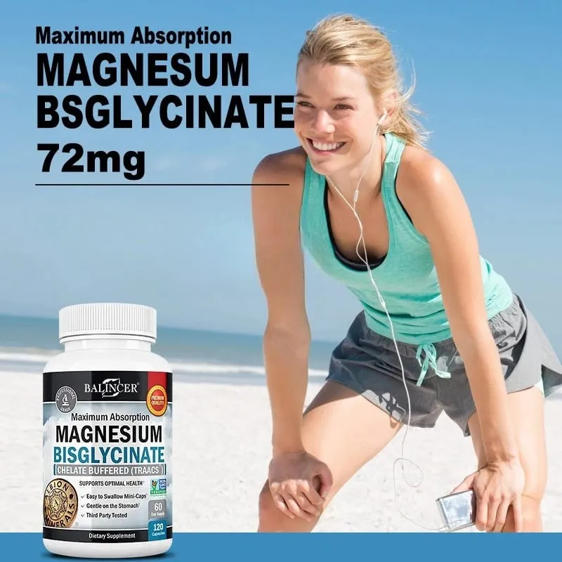 Magnesium Bisglycinate - for Muscle Nerve Sleep Joints Bones Immune & Energy - High Absorption Vegetarian 120 Capsules