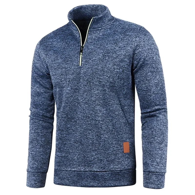 Moletons masculinos meio zíper pulôver masculino manga longa flleece suéter standcollar flocos de neve hoodies roupas masculinas