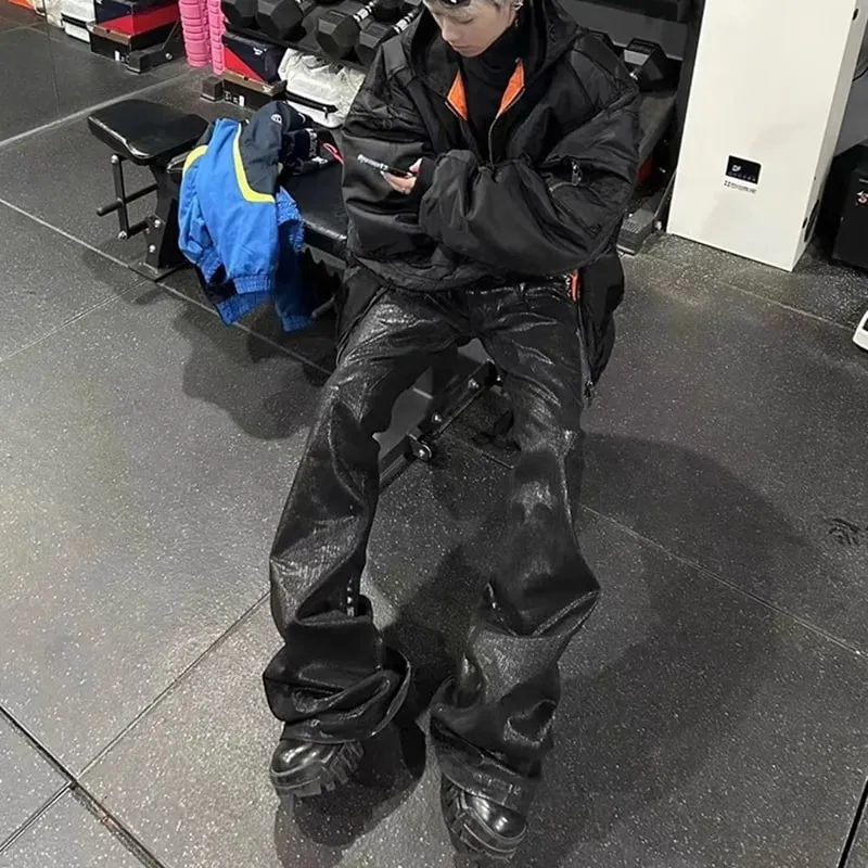 ציפוי בטיק וינטג' שחור Slim Fit Flare ג'ינס גמישות סרט מתיחה Y2k Streetwear קז'ואל סקיני בל תחתון ג'ינס — image 6