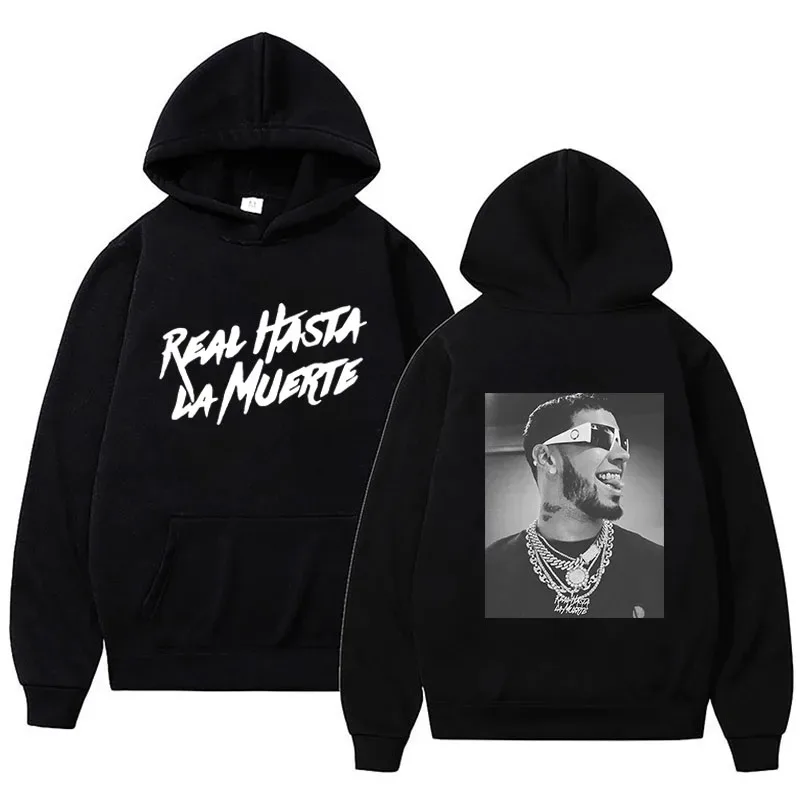 Anuel AA Printed Hoodies Sweatshirt Coat Real Hasta La Muerte casual Tracksuit Costume Lalaki Babae Damit Anime Pullover Hoodie