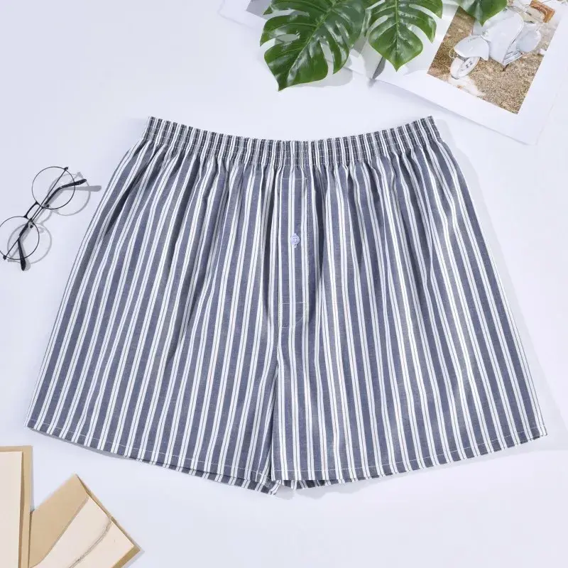 Panlalaking Boxer Shorts Kaswal na Cotton Sleep Underpants Panlalaking Kasuotang panloob Arrow Panties Striped Plaid Maluwag Kumportableng Homewear XL-4XL — image 7