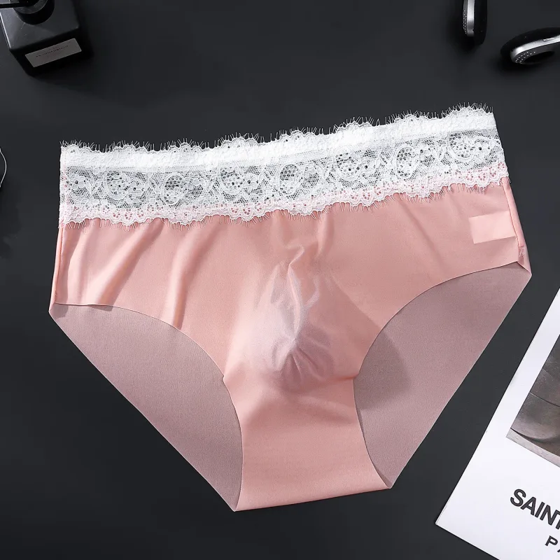 Lace Edge Ice Silk Men's Triangle Pants Traceless Breathable Thin Men's Underwear Low Waist Soft Seamless Comfort Male Briefs — image 17