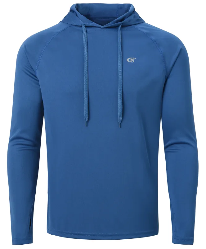 Camiseta masculina de verão com manga comprida UPF 50+ com capuz Rash Guard Camiseta de secagem rápida para esportes ao ar livre pulôver de corrida — image 1