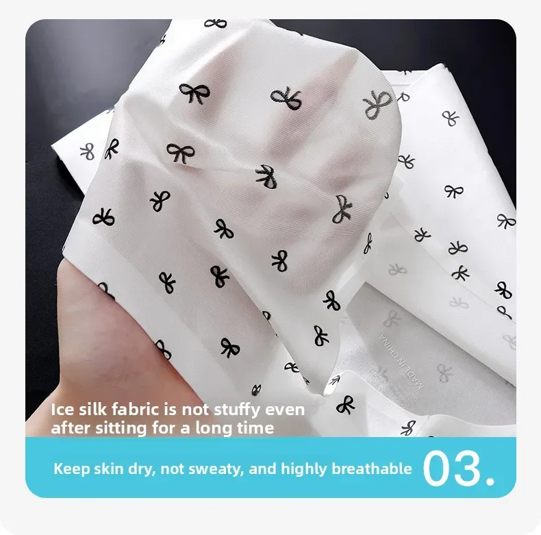 Male Seamless Ice Silk Briefs Cute Heart Bowknot Print 3D Molded Pouch Low Rise Soft Breathable Men Underpants — image 17