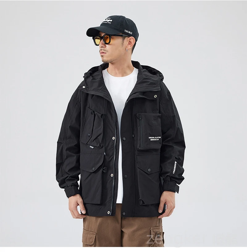 Spring Autumn Large size jacket black Coat Men's Plus size Windproof Man Windbreaker Pocket Jacket 170kg 12xl 11XL