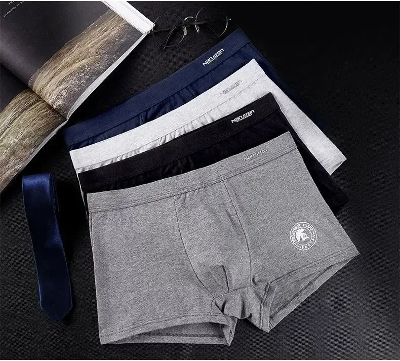 4 Pack Men's Plus Size Boxer Shorts Cotton Anti-Chafe Underwear Malaki at Matangkad Makahinga Loose Fit Elastic Waistband Boxers — image 1