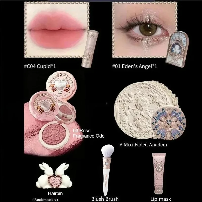 Συλλογή Flower Knows Little Angel Κουτί δώρου Μακιγιάζ Eyeshadow Blush Cream Matte Lipstick Full Kit All