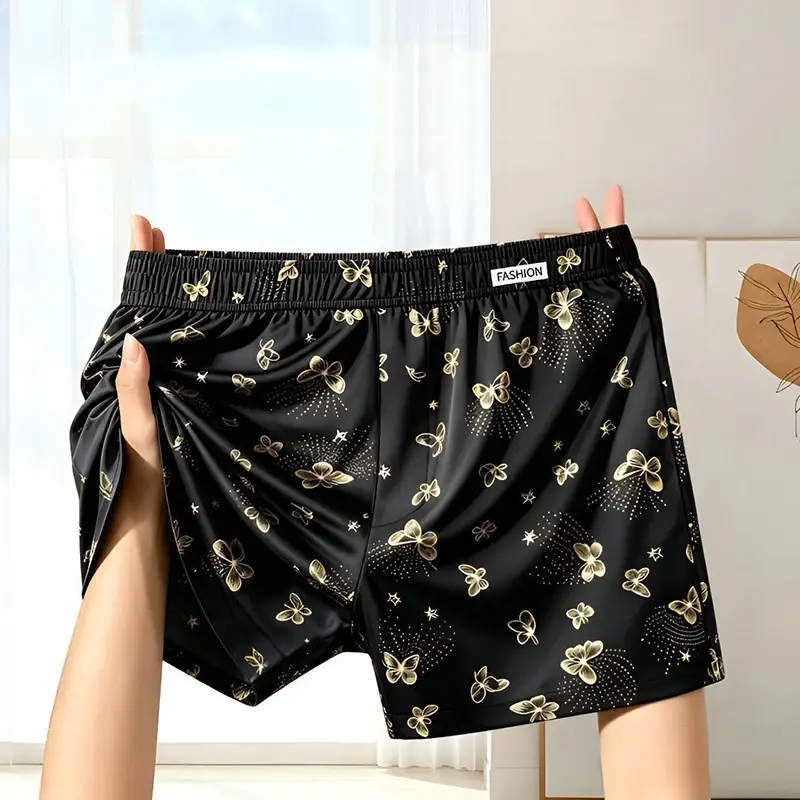 4-Piece Butterfly Print Men's Personalized Aro Pants, Loose And Breathable Casual Underwear, Men's Fashionable Boxer Shorts — image 1