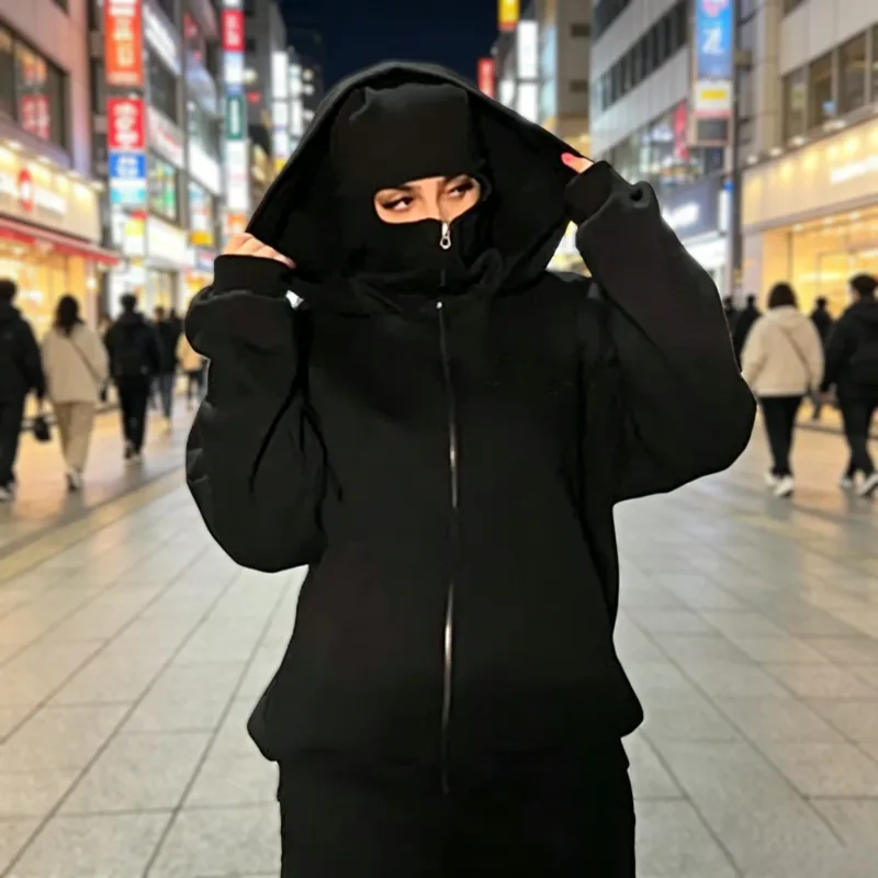 Men's and Women's Berets - Rock Style - Fall/Winter Collection - New Product - Double-Layered Hooded Sweatshirt - Zipper Jacket — image 3