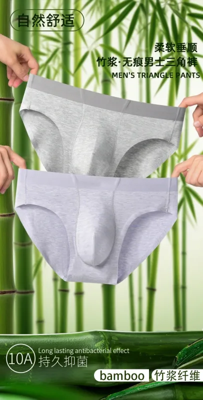 Men Sexy Briefs Bamboo Fiber Underwear Bulge Pouch Underpants 10A Antibacterial Breathable Sports Panties Soft Knickers Shorts — image 8