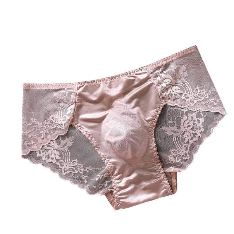 Cuecas masculinas de renda sem costura cuecas de seda gelada 3D bolsa com protuberância calcinha gay de cintura baixa — image 16