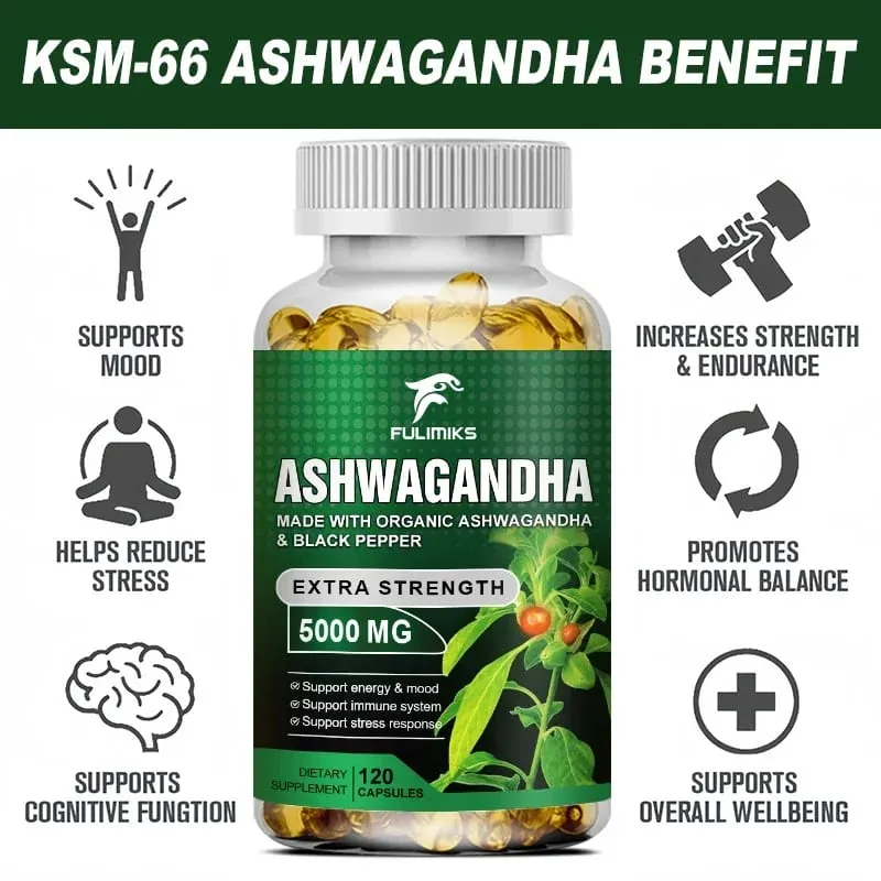 Vegetarian Organic Ashwagandha Extra Capsule Energy & Endurance Supplement Brain & Memory Relief Stress Deep Sleep