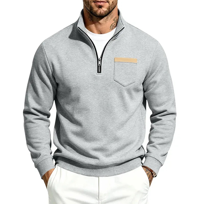 Homens 2026 outono inverno item quente velo forrado gola solta vintage moletom casual commuter moda masculina outerwear diário — image 18