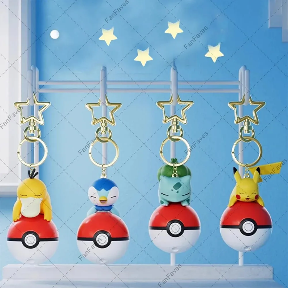 פוקימון חמוד זוהר סדרת קסם PokeBall מחזיק מפתחות דגם בובת Pikachu Piplup Bulbasaur פעולה איור Cartoon תיק אביזר מתנת — image 1