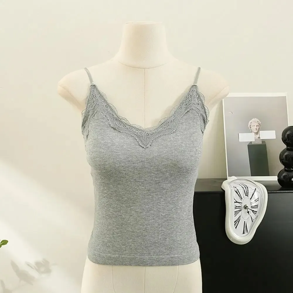 Kényelmes, légáteresztő csipke camisole pántos melltartó, egyszínű vágás felső szexi stílusú, vezeték nélküli nyári felső