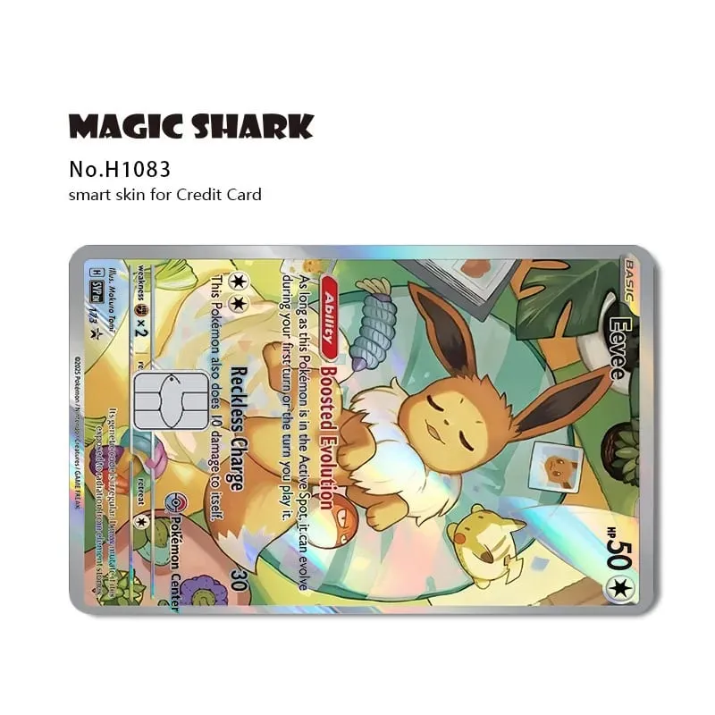 Magic Shark Mew Charizard EX Eevee Gengar Pikachu TCG כרטיס הולוגרפי לייזר מדבקה לסרטי עור לכרטיס אשראי בנקאי — image 21