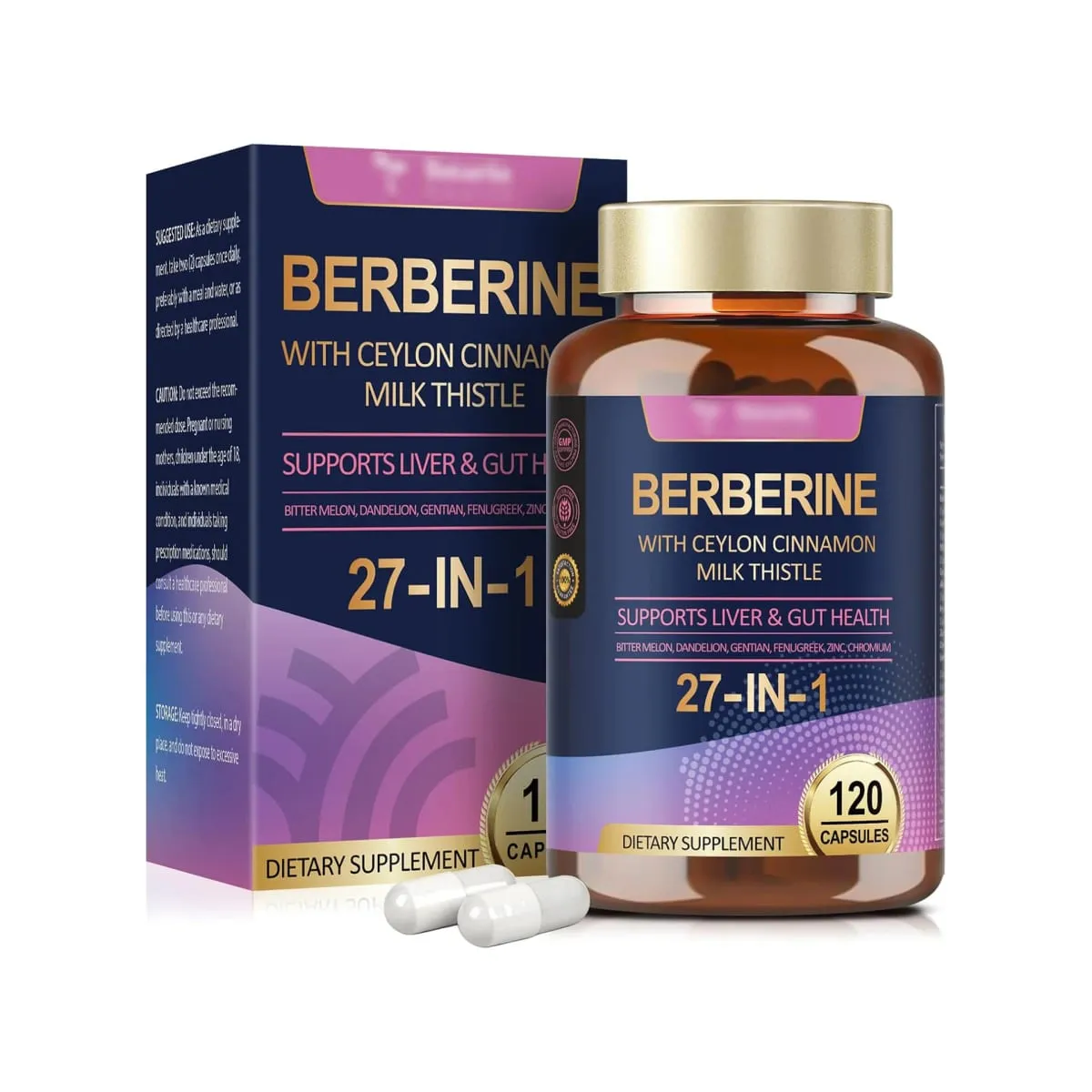 Berberine Ceylon fahéjas máriatövis-kiegészítők – antioxidánsok, amelyek elősegítik a máj emésztését és a bélrendszer egészségét, erősítik az immunitást — image 1