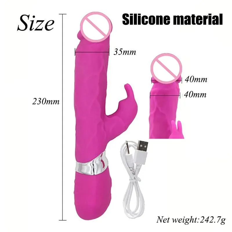 Silicone Rabbit Vibrator 3-in-1 G-Spot Clit Anal Beads Stimulator 10 Modes Thrusting Vibrating Sex Toy for Women — image 11