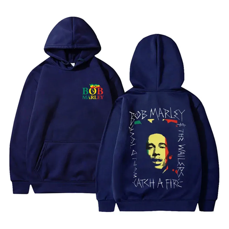 Reggae Bob Marley Face Graphic Hoodie Catch A Fire Album Merch Pullover Hoodies Men Women Casual Vintage Oversized Sweatshirt — image 4