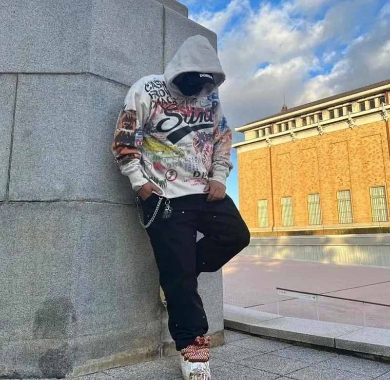 24FW SAINT Vintage Angel Printed Distressed Women Men Hooded Sweatshirt Hoodies Oversized Men Casual Cotton Pullover Hoodie — image 14
