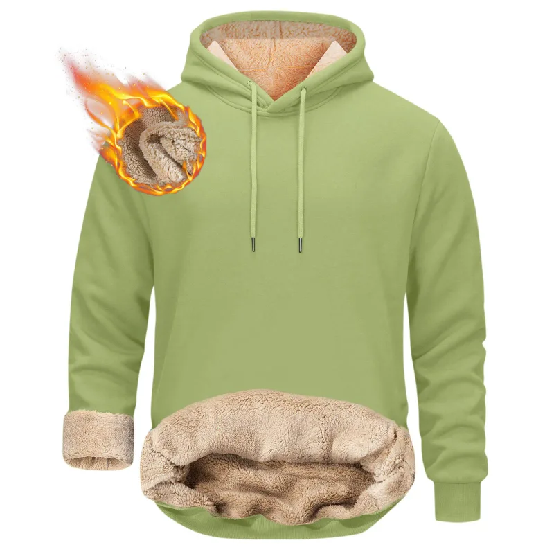 Winter Men's Warm Hoodies Sports Makapal na Sweatshirts Windproof Thermal Casual Solid Color Loose Long Sleeve Pullover Streetwear — image 12