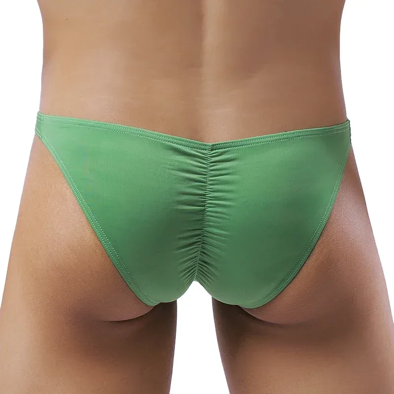 Sexy Men's Underwear Elastic Ice Silk Briefs Ultra-Thin Low Waist Panties — image 5