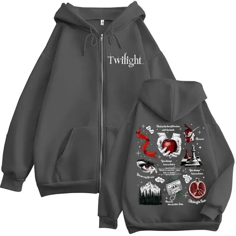 Crepúsculo Vampiro Lobo Romance Zipper Hoodies Edward Cullen Roupas Femininas Masculinas Moda Casual Hip Hop Zip Up Moletons Com Capuz — image 5