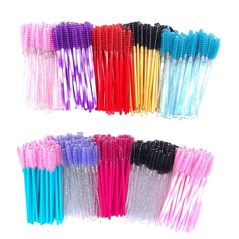 YGirlash 50 יחידות Lash Swans מוליך ריסים קריסטל ידית יהלום חד פעמית שרביטי מסקרה ניילון מברשת כלים קוסמטיים — image 3