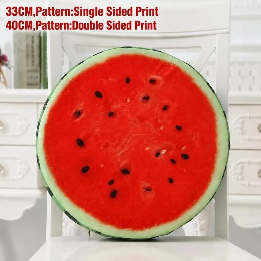 Creative Round Fruit Pillow Fruit Slice Print Simulation Throw Pillow Stuffed Inner Plush Fabric Plush Pillow Office Rest