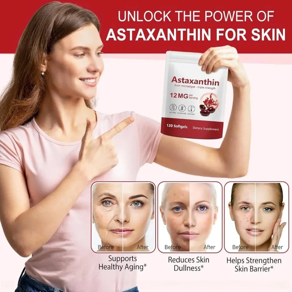 Astaxanthin 12mg Softgels Triple Strength Αντιοξειδωτική Υποστήριξη για Δέρμα Οφθαλμικές Αρθρώσεις & Ανοσοποιητική Υγεία – Προμήθεια 120 Count 4-Month — image 4