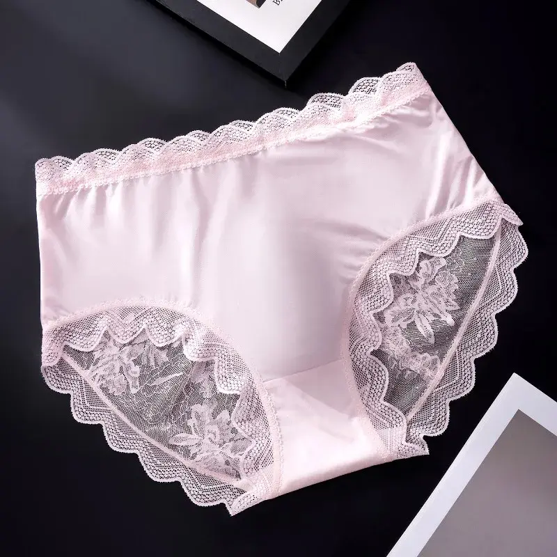 Men Floral Lace Satin Silky Panties 3D U Convex Pouch Brief Ultra Thin See Through Lingerie Summer Ice Silk Breathable Underwear — image 1