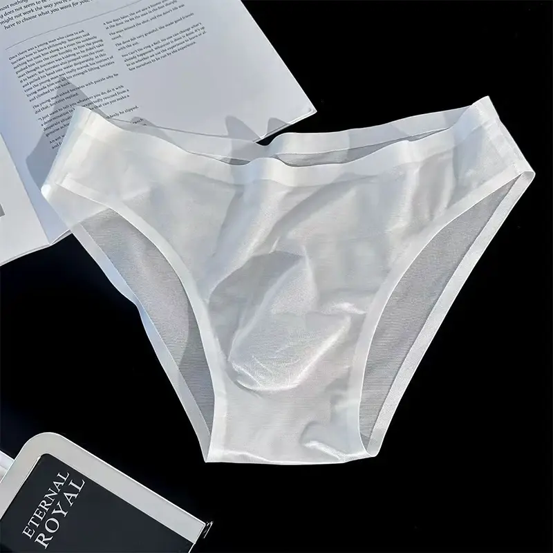 Panlalaking Ice Silk Briefs Ultra-manipis na Seamless Sexy Panties Mabilis na Napapatuyo U Ubulge Pouch Breathable Underwear Luxury Glossy Underpants — image 8