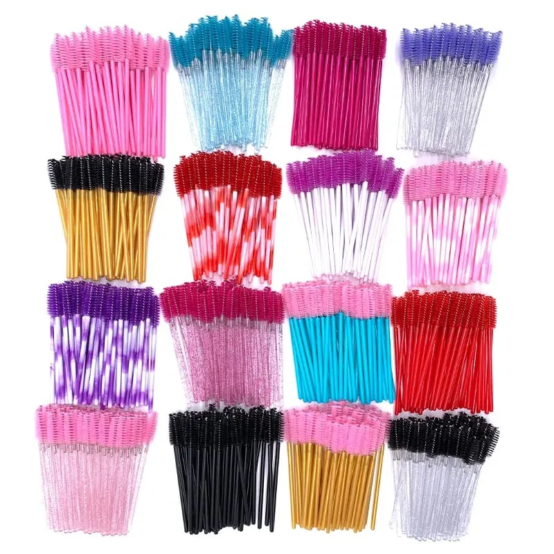 YGirlash 50 יחידות Lash Swans מוליך ריסים קריסטל ידית יהלום חד פעמית שרביטי מסקרה ניילון מברשת כלים קוסמטיים — image 5