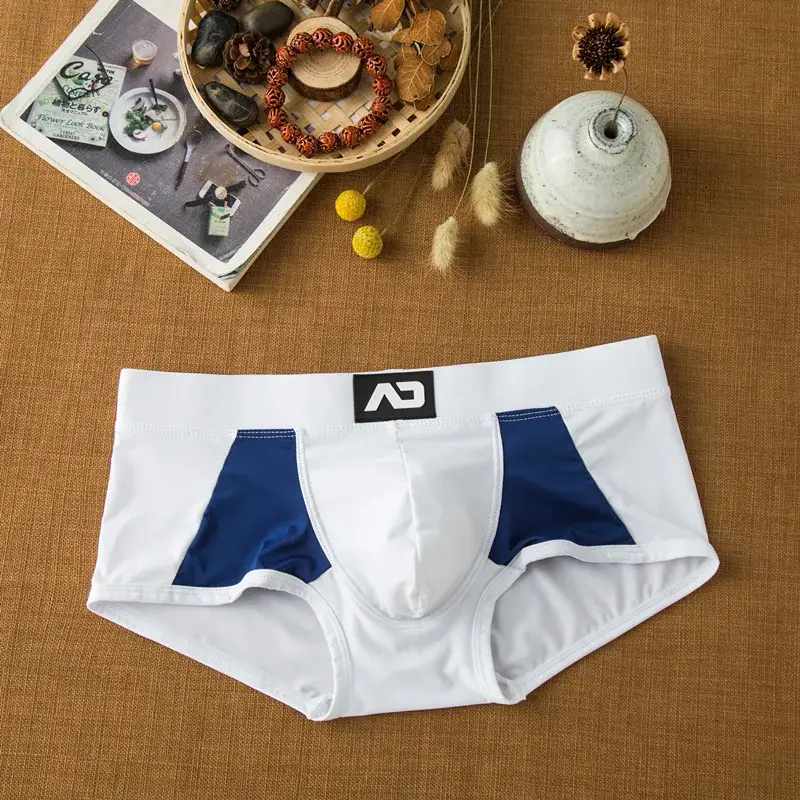 Cueca masculina de seda com leite de ângulo plano, confortável e adequada para a pele, respirável, sedosa, suave, secagem rápida, boxers baixos