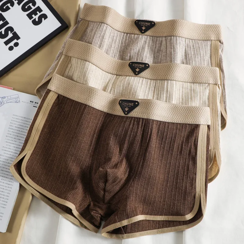 3 unidades/pacote 100% algodão sólido listrado calcinha masculina para 40-100kg malha respirável virilha cuecas boxers de cintura alta elástica — image 18