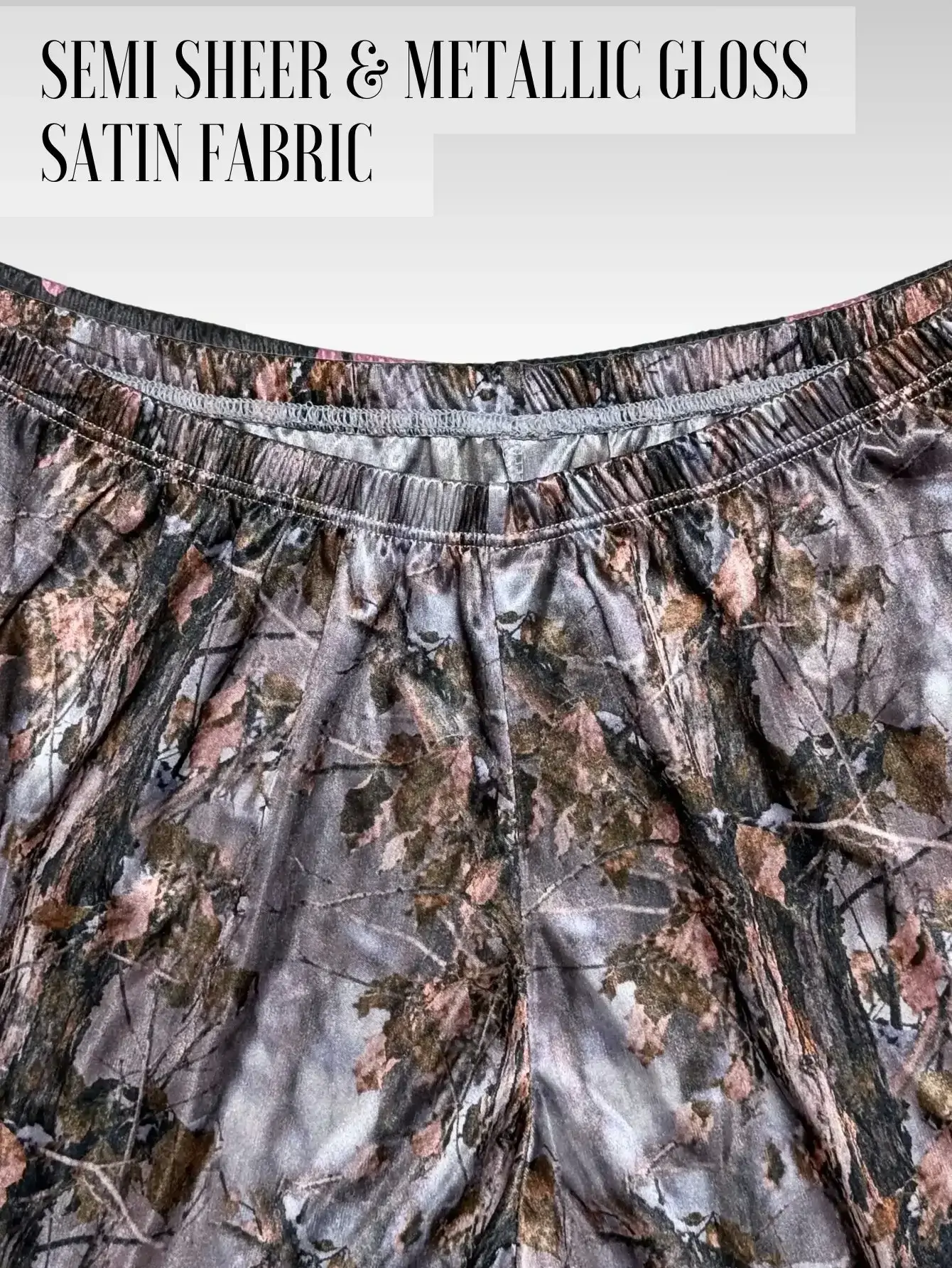 1 pirasong Panlalaking Magaan na Makahinga na Metallic Sheen Casual Home Loungewear - Camouflage Print Satin Sleep Shorts — image 3