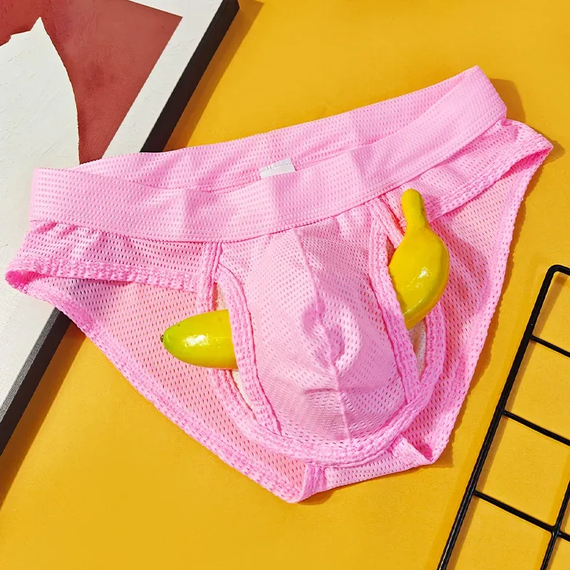 1PC Mesh Breathable Men's Underwear with Fly Pouch Front Open Bulge Separated Pouch Youth Korean Version Youth Briefs — image 24