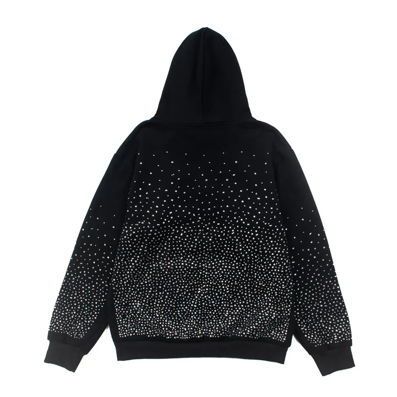 Hoodies Pullover 26ss Vintage Embroidery Leather Pattern Glittering Diamond Print Men's Hooded Hip Hop Style Sweatshirts — image 19