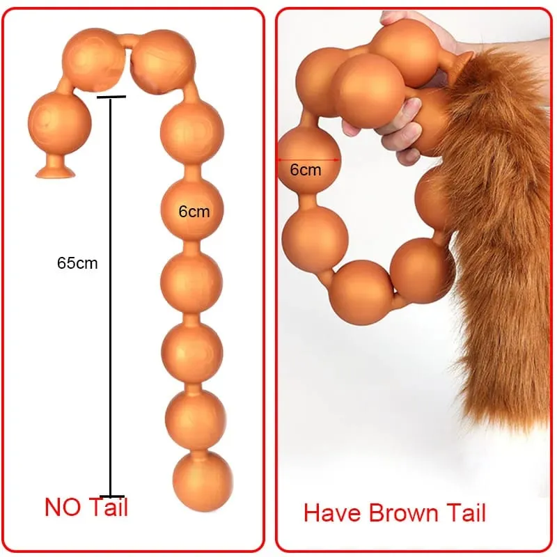 Butt Plug with Tail BDSM felnőtt szexjátékok pároknak, hatalmas anális gyöngyök, folyékony szilikon puha anális dugó Prosztata masszázs anális dildók — image 15