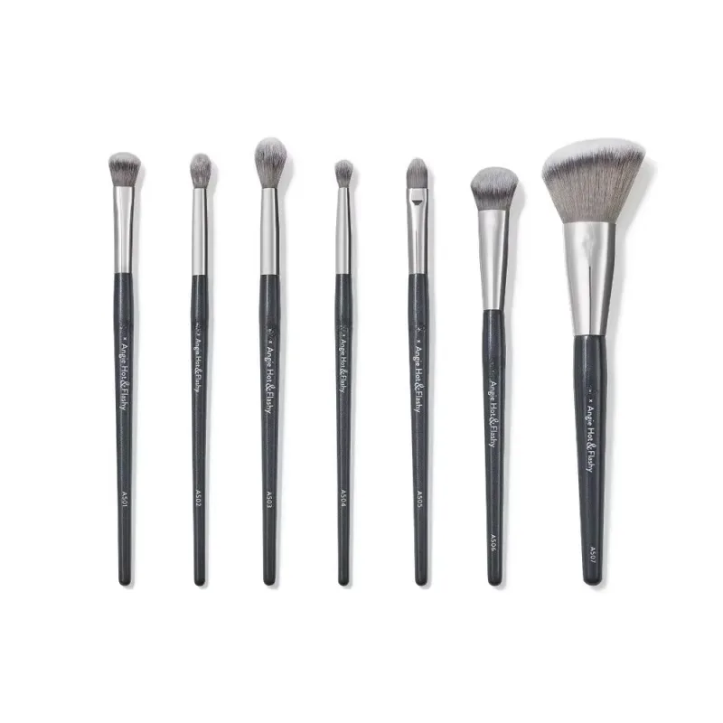 Ensemble de pinceaux de maquillage Angie Hot & Flashy (7 pièces) Kit de pinceaux cosmétiques pour Contour du visage pour crème liquide bronzant Blush surligneur