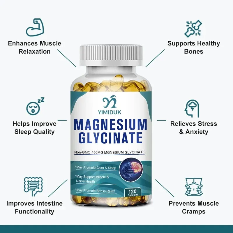 Magnesium Glycinate Capsules 400mg High Absorption Bone Support Health Care Mineral Supplement Promotes Muscle Gel 120 Capsules — image 3