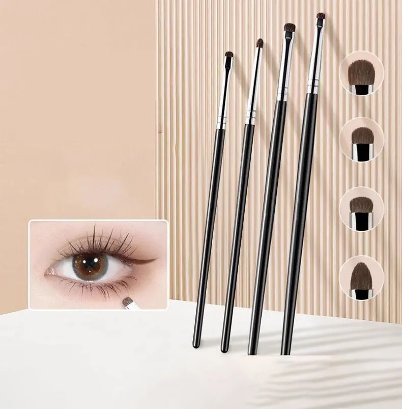 Ensemble de pinceaux de maquillage pour fard à paupières, poils de cheval doux, surligneur de paupières, ver à soie couché, outils de maquillage pour les yeux, 2/4 pièces