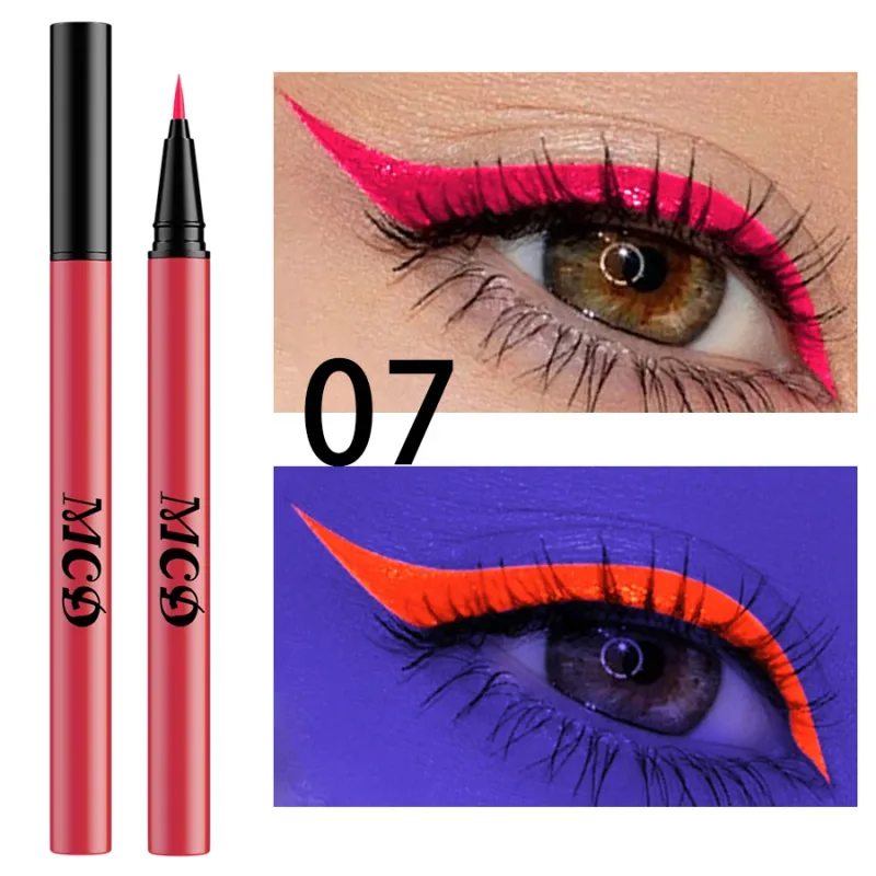 1 PC אור UV ניאון אייליינר עט איפור עיניים כחול ירוק עמיד למים צבע נוזלי עיפרון עיפרון איפור קוסמטיקה צהוב סגול — image 13